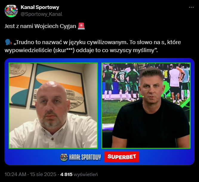 Wojciech Cygan KRÓTKO nt. zachowania podczas meczu z Maccabi!